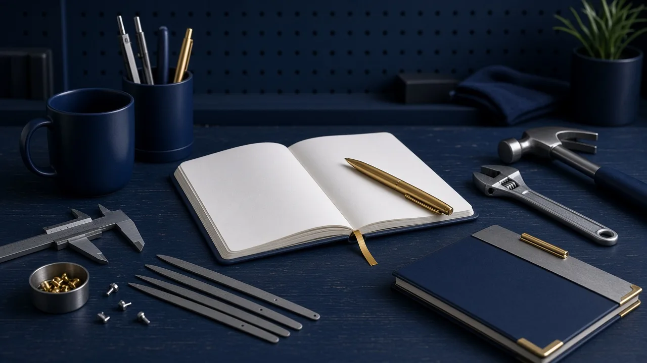 Tools on a workbench arranged for the steps in How to Choose an LLM for Your Small Business